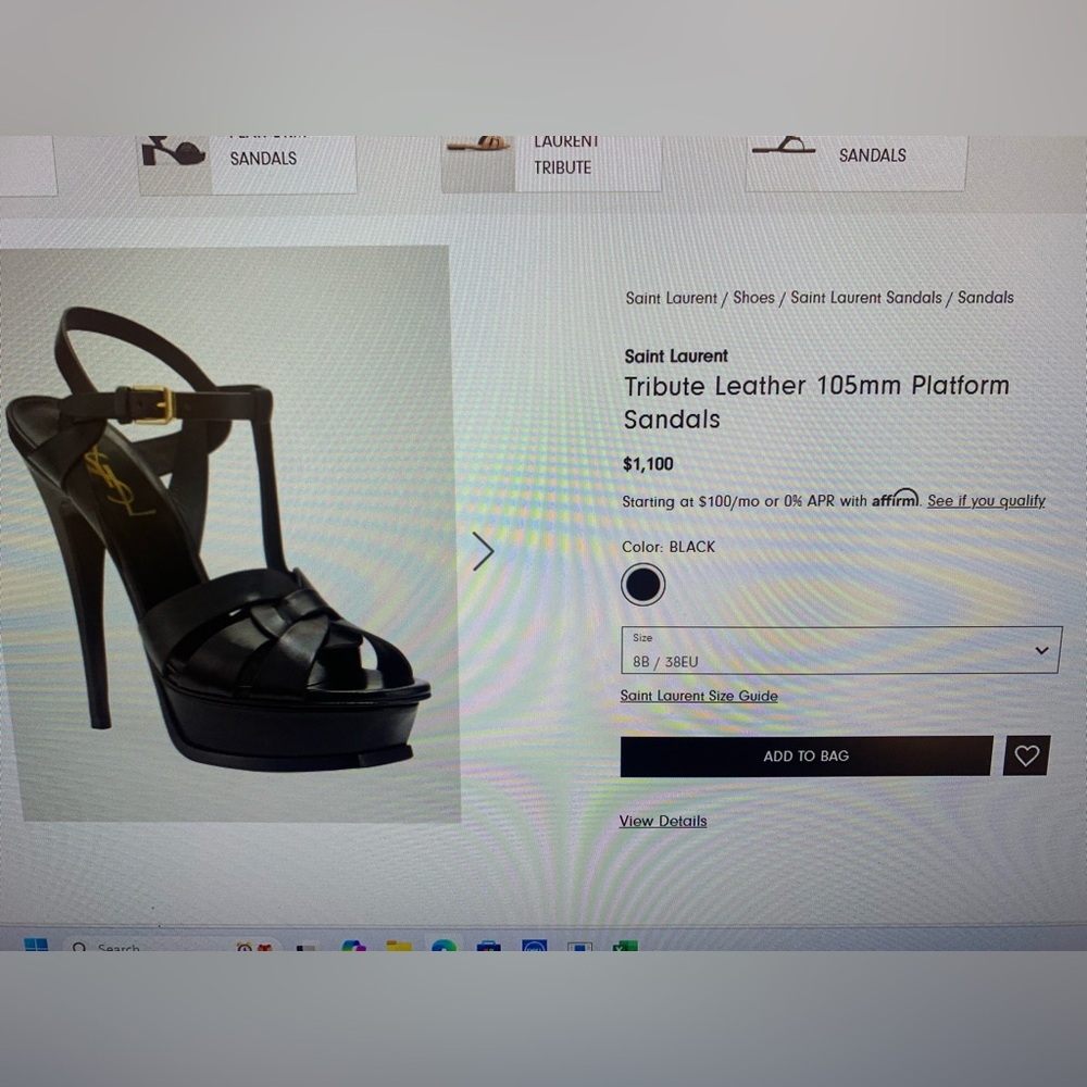 YSL black leather platform high heel